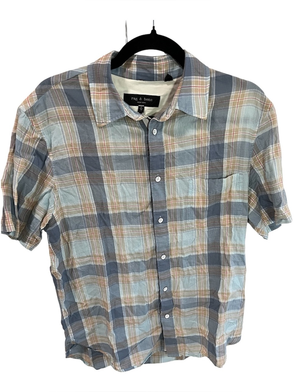 Rag & Bone Tomlin Fit 2 Slim Multi Plaid Shirt Sleeve Button Up Shirt Medium